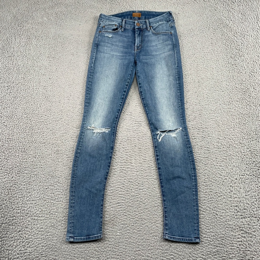 Mother Jeans Womens 24 Blue The Looker Heartbreaker Distressed Skinny Denim